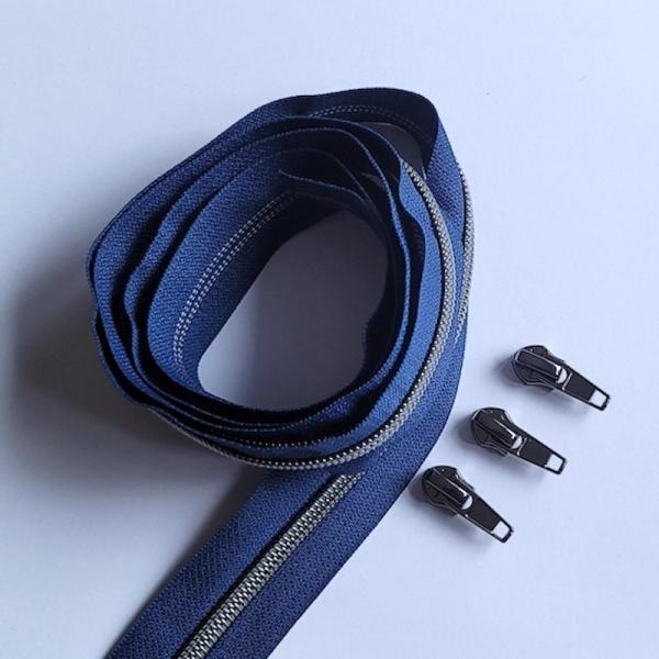 Reissverschluss & Zipper im Set (Gunmetal/Marine)